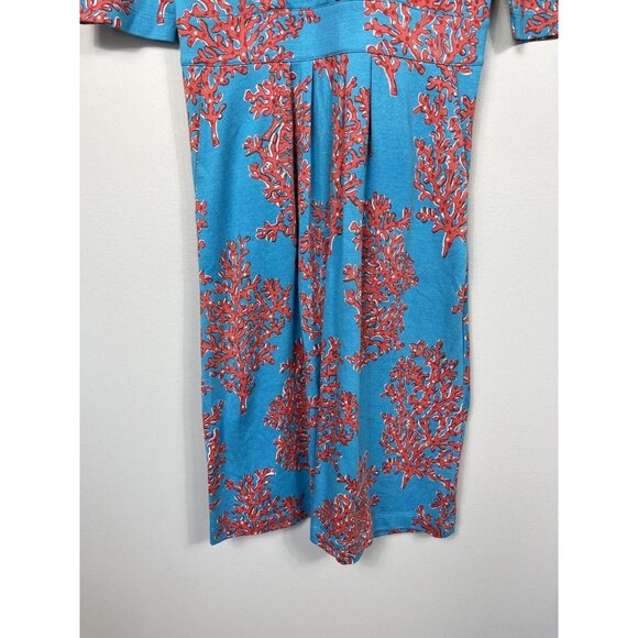 Lilly Pulitzer Dress Womens XS Turquoise Bellanna Coral Reef Short Sleeve Silk - Picture 6 of 13